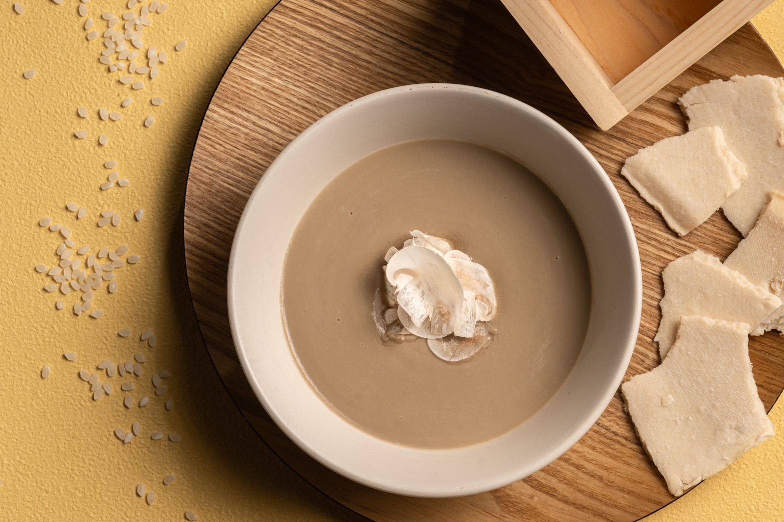 Mushroom soup with sake lees
