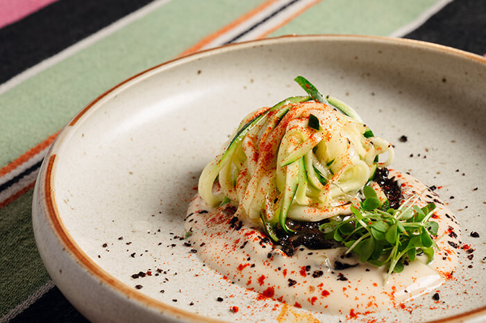 Pairing dish: Mushroom duxelles and tahini zucchini noodles