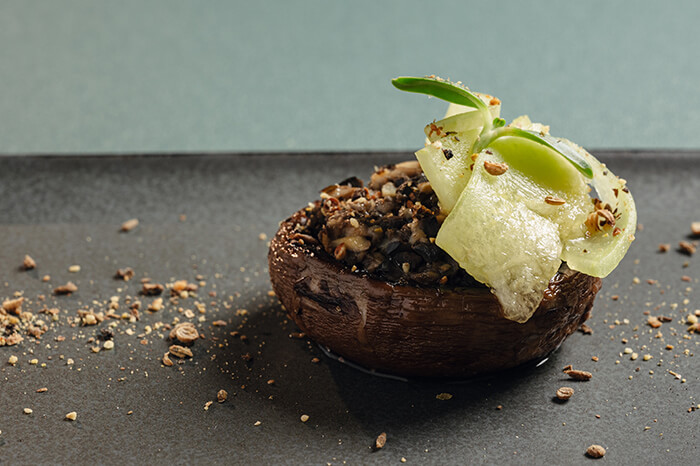 Pairing dish: Mushroom tapenade plancha with marinated melon