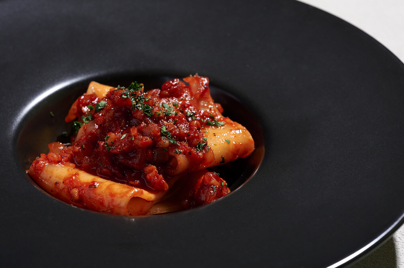 Mushroom and kinzanji miso ragout pasta(or paccheri)03