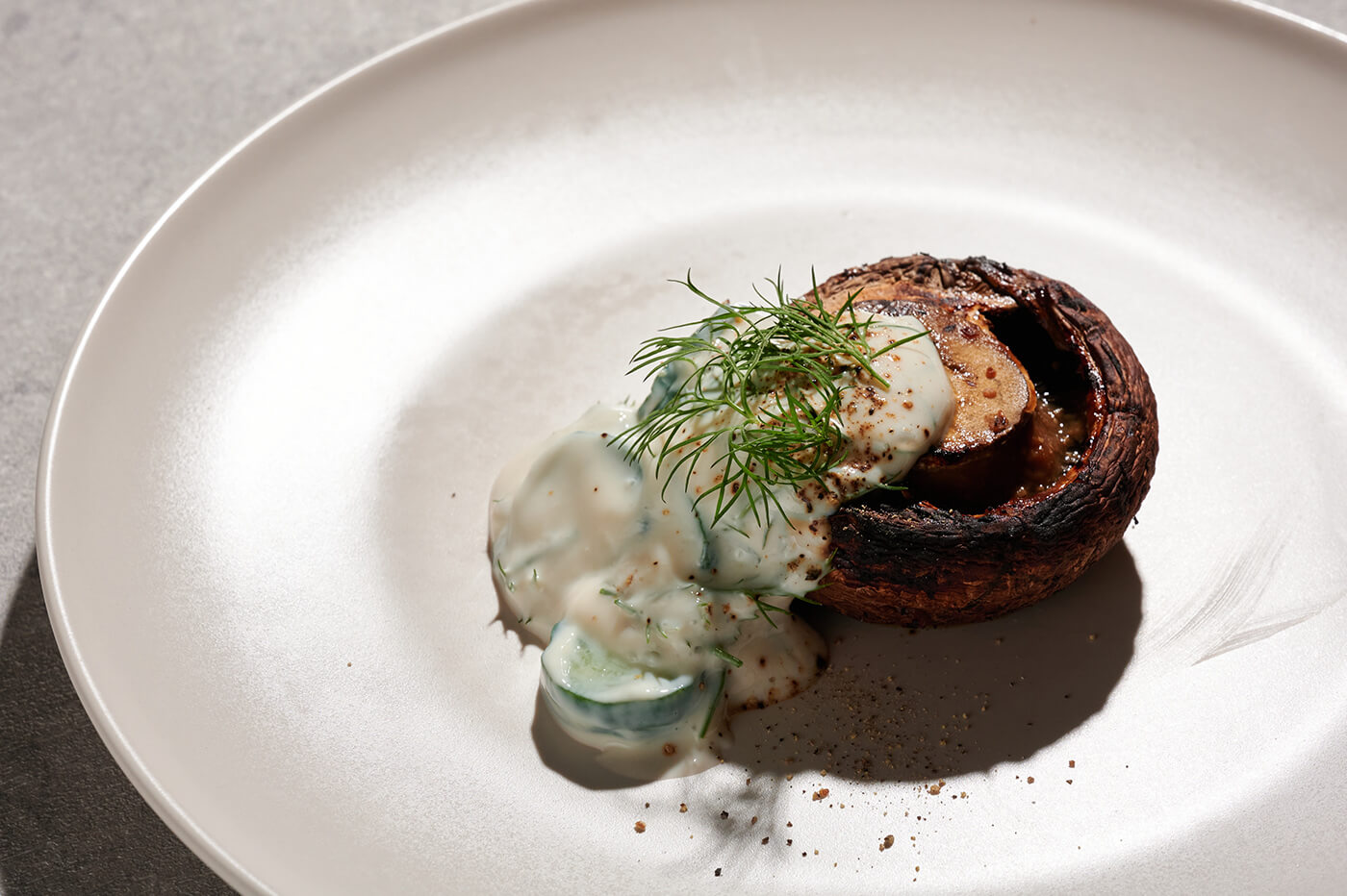 Miso-pickled large brown mushroom with yogurt sauce03