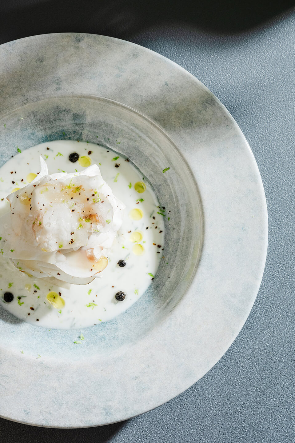 Thinly sliced fresh mushroom with Shikuwasa (Okinawa lime) yogurt02